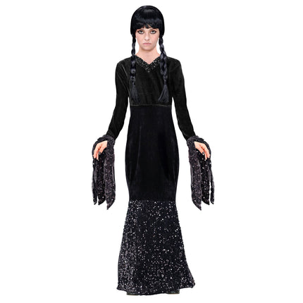 Vestido Halloween Negro Niña Largo