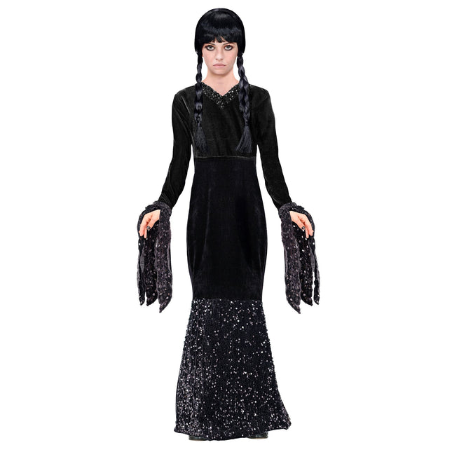 Vestido Halloween Negro Niña Largo