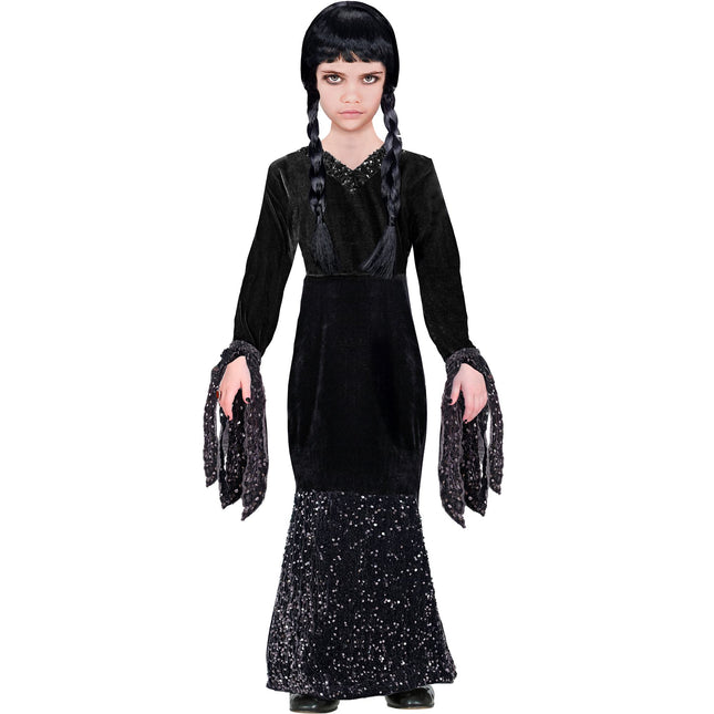 Vestido Halloween Negro Niña Largo