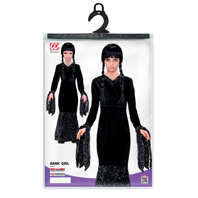 Vestido Halloween Negro Niña Largo