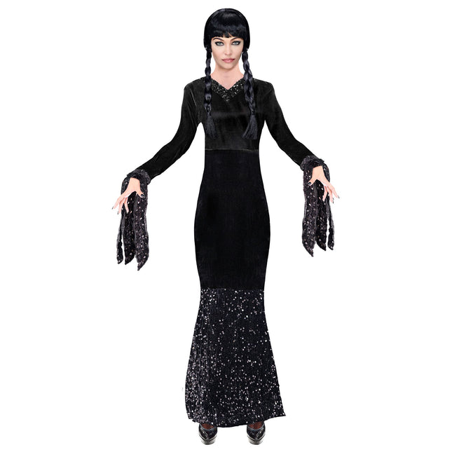 Vestido Halloween Negro Damas Largo
