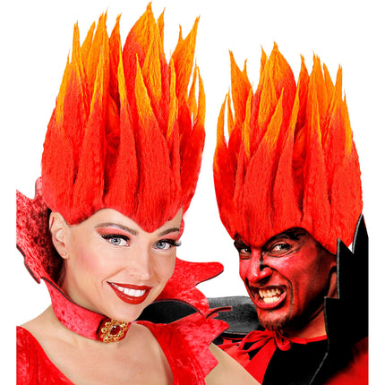 Peluca Halloween Naranja Diablo