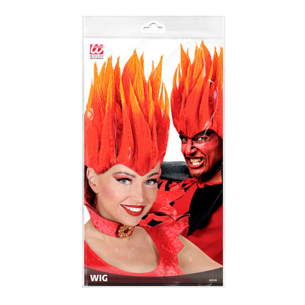 Peluca Halloween Naranja Diablo