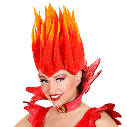 Peluca Halloween Naranja Diablo