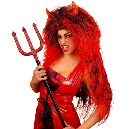 Peluca de Halloween Roja Pelo Largo Diablo