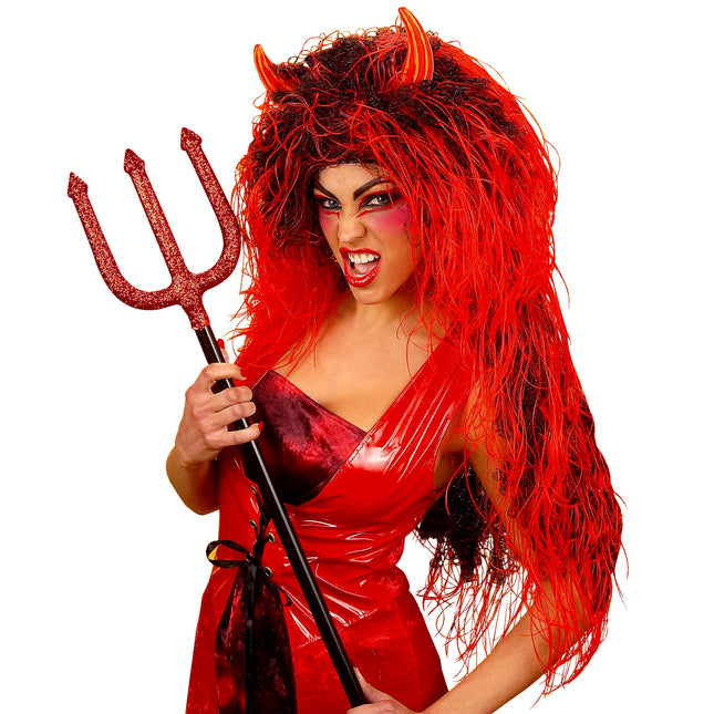 Peluca de Halloween Roja Pelo Largo Diablo