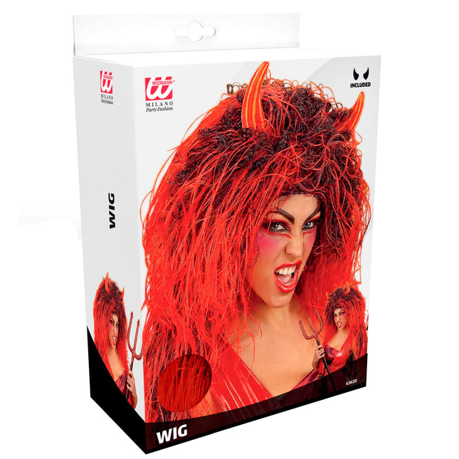 Peluca de Halloween Roja Pelo Largo Diablo