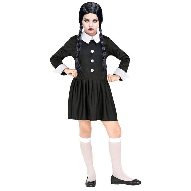 Vestido Halloween Negro Blanco Niña