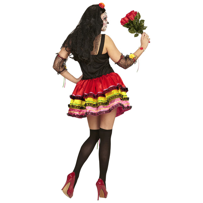 Vestido Día De Los Muertos Color Damas Corto