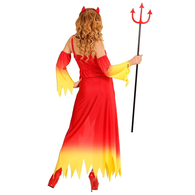 Vestido Halloween Rojo Amarillo Damas Diablo