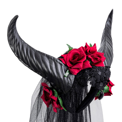Diadema de Halloween Velo de Novia con Cuernos