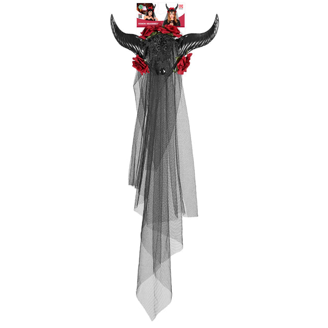 Diadema de Halloween Velo de Novia con Cuernos