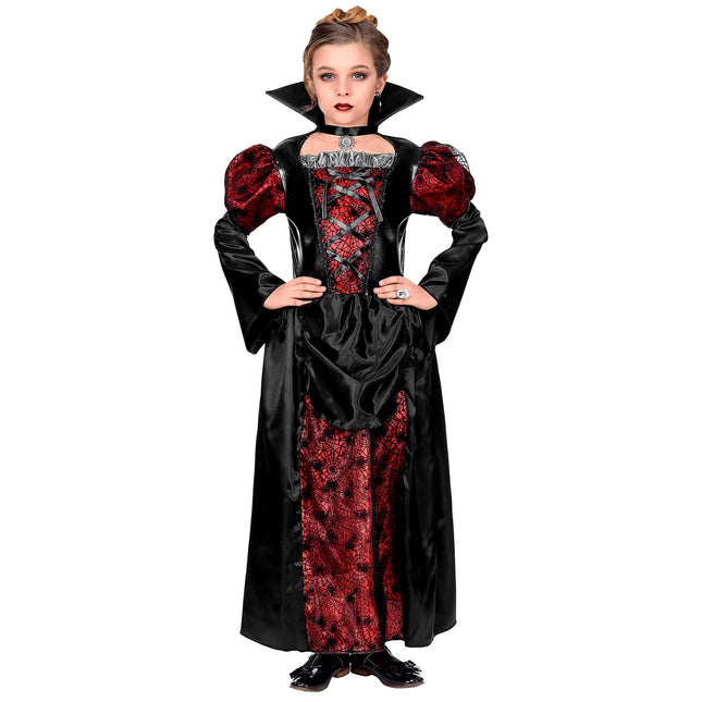 Vestido Halloween Negro Rojo Niña Vampiro
