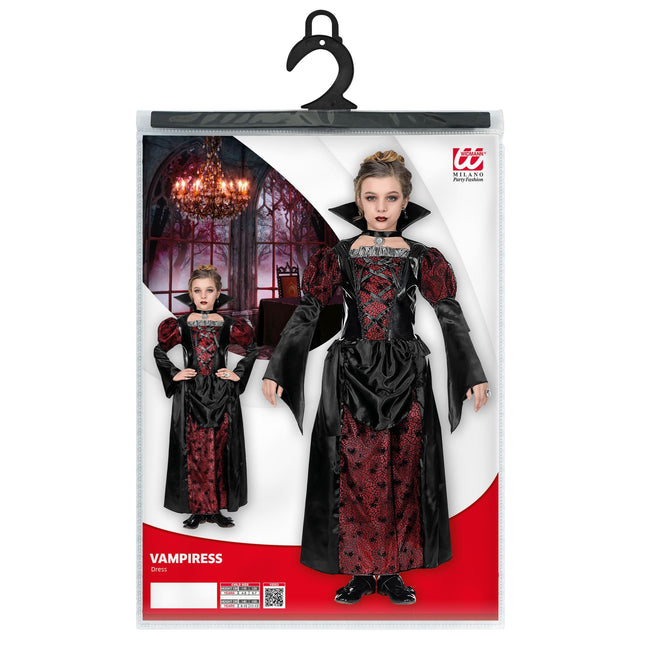 Vestido Halloween Negro Rojo Niña Vampiro