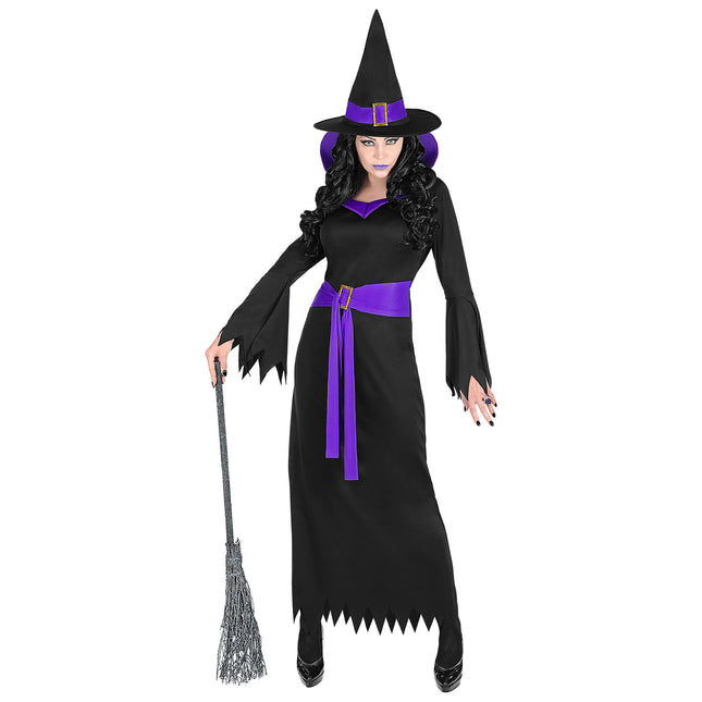 Vestido Halloween Negro Morado Señoras Bruja