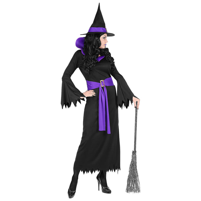 Vestido Halloween Negro Morado Señoras Bruja