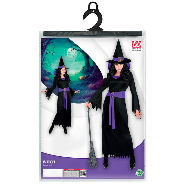 Vestido Halloween Negro Morado Señoras Bruja