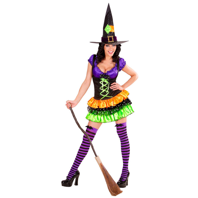 Vestido Halloween Color Damas Bruja Glamour