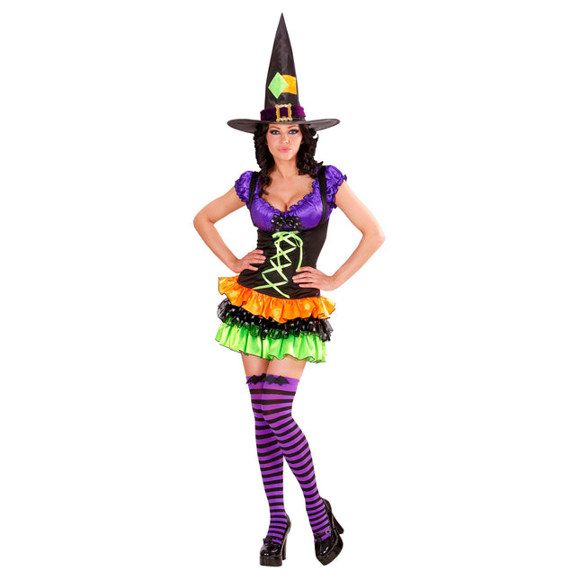 Vestido Halloween Color Damas Bruja Glamour