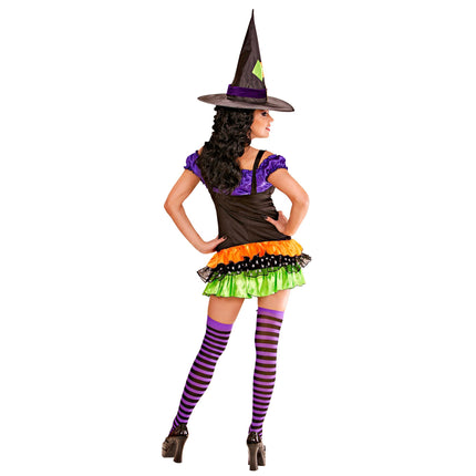 Vestido Halloween Color Damas Bruja Glamour