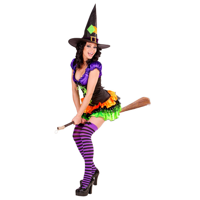 Vestido Halloween Color Damas Bruja Glamour