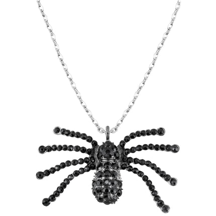 Collar de Halloween Araña Negra con Diamantes