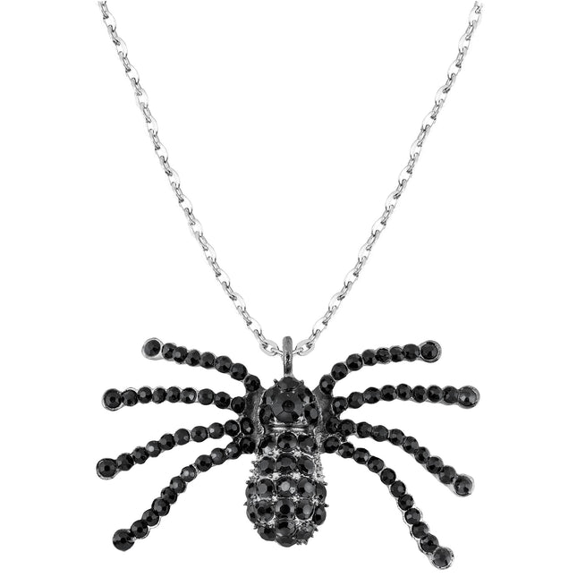 Collar de Halloween Araña Negra con Diamantes