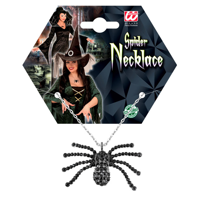 Collar de Halloween Araña Negra con Diamantes