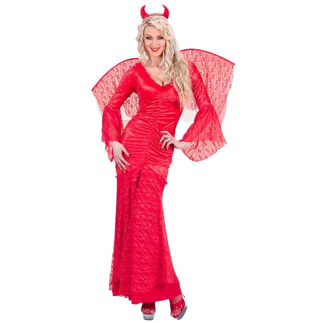 Disfraz Halloween Encaje Diablo Rojo Mujer