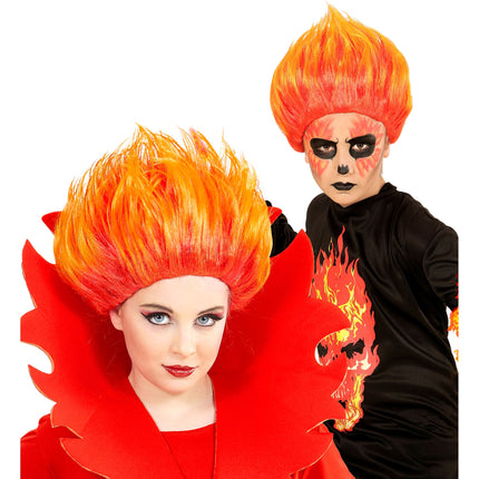 Peluca de Halloween Fuego
