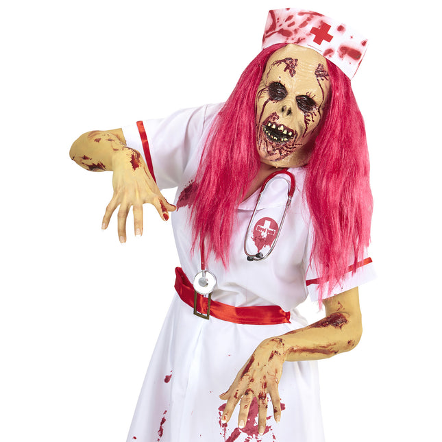 Máscara de Halloween Enfermera Zombie