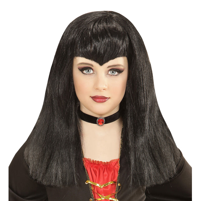 Peluca de Halloween Vampiro Negro