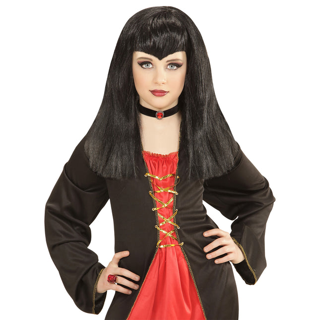 Peluca de Halloween Vampiro Negro