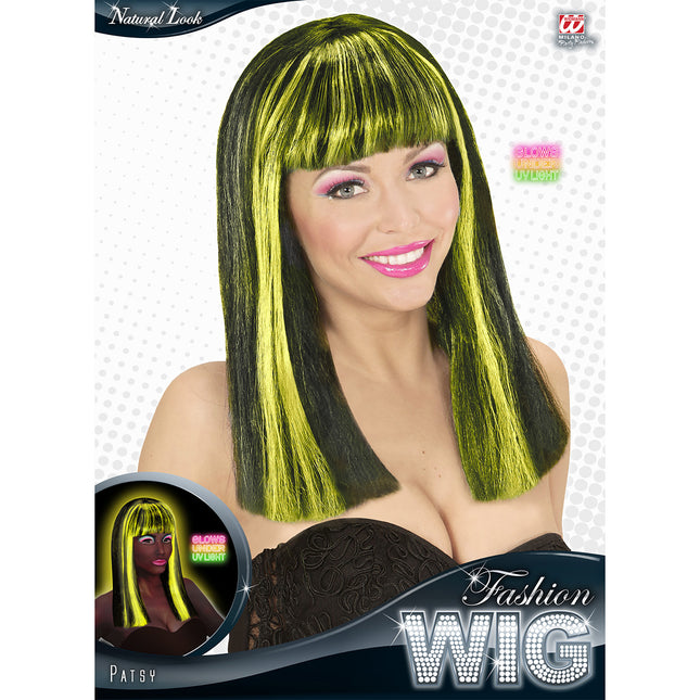 Peluca de Halloween Negra Rayas Amarillas