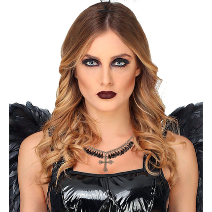 Collar Halloween Cruz Negra Gótico