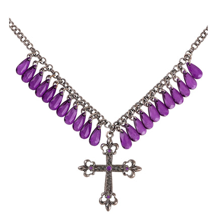 Collar de Halloween Cruz morada