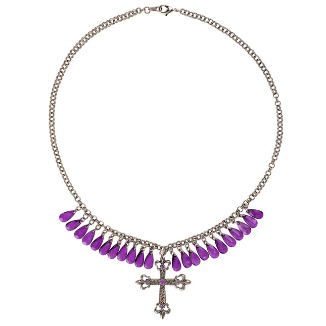 Collar de Halloween Cruz morada