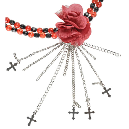 Collar Halloween Rojo Con Rosa