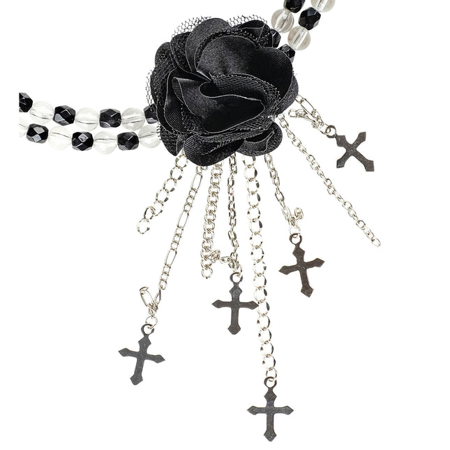 Collar Halloween Negro Con Rosa