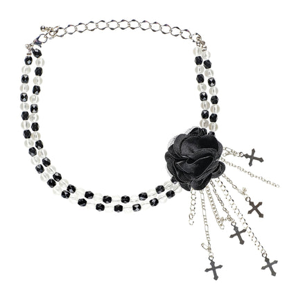 Collar Halloween Negro Con Rosa
