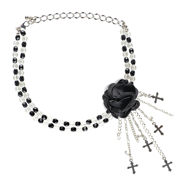 Collar Halloween Negro Con Rosa