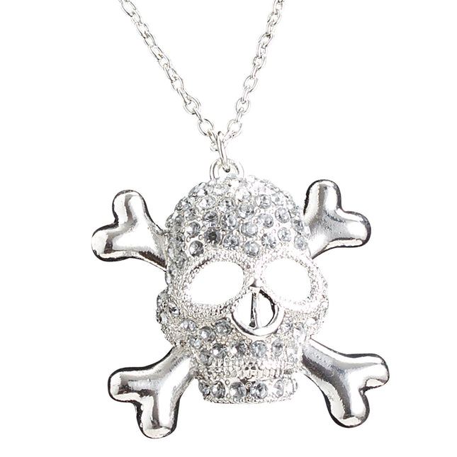 Collar de Halloween Calavera con Diamantes