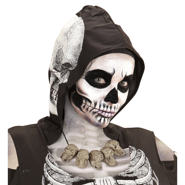 Collar de Halloween Calaveras de plata