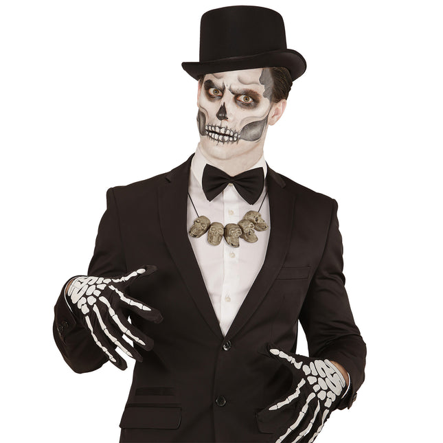 Collar de Halloween Calaveras de plata