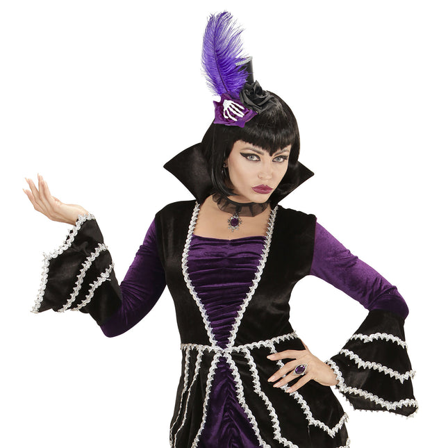 Sombrero de Halloween Mini Esqueleto Morado