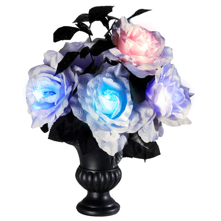 Decoración de mesa de Halloween Jarrón con rosas y luz
