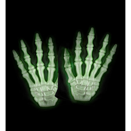 Guantes Halloween Negro Blanco Esqueleto