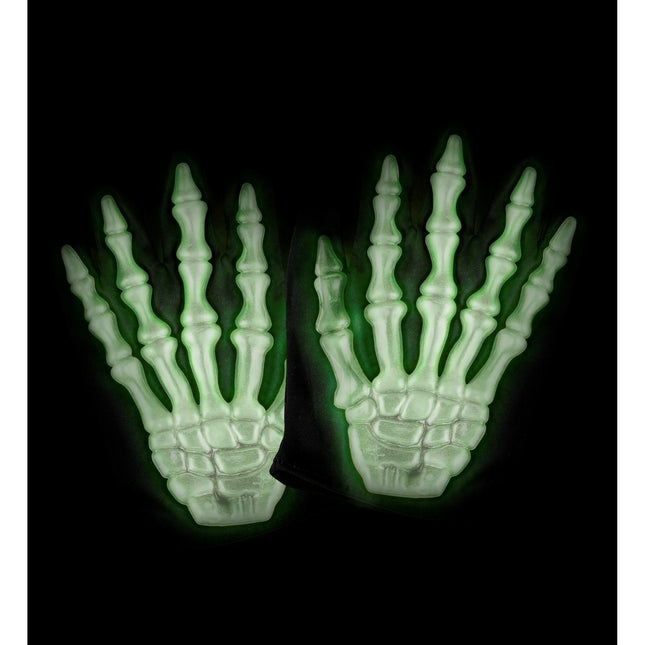 Guantes Halloween Negro Blanco Esqueleto