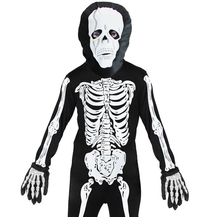 Guantes Halloween Negro Blanco Esqueleto