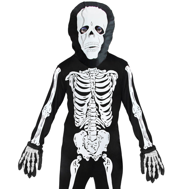 Guantes Halloween Negro Blanco Esqueleto
